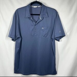 Travis Mathew Mens XXL Polo Golf Shirt Blue Short Sleeve Cotton Blend Athletic